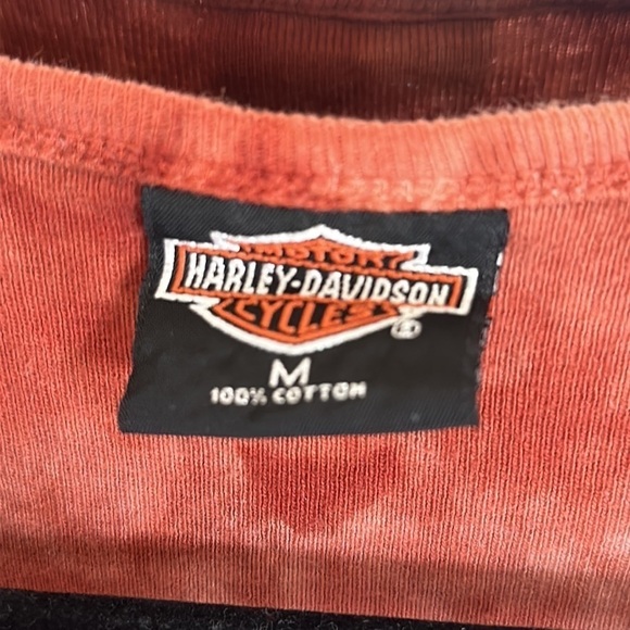 Vintage Harley Davidson Cowgirl Wyoming Quarter Sleeve V Neck Top 2000 Y2K - Picture 3 of 5